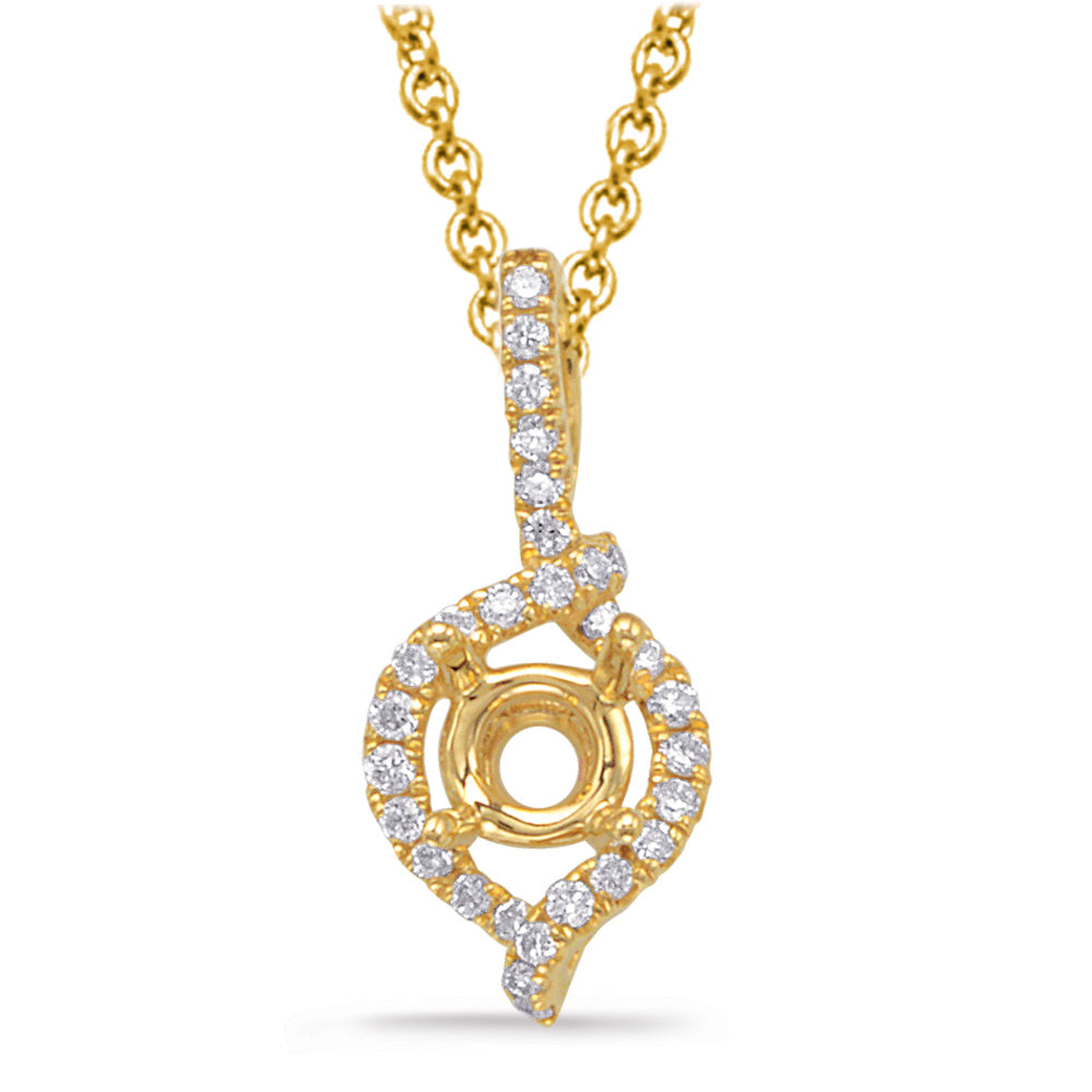 This Pendant is available in 14K Yellow Gold. There are a total of 30 stones. There are Rounds with a total carat weight of 0.1 set in a Micro Prong setting.
