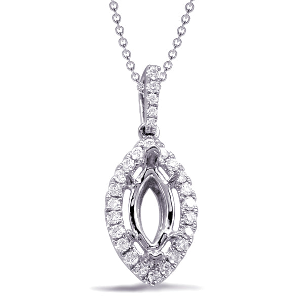 This Pendant is available in 14K White Gold. There are a total of 23 stones. There are Rounds with a total carat weight of 0.11 set in a Micro Prong setting.