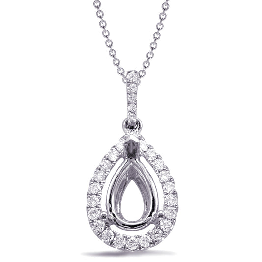 This Pendant is available in 14K White Gold. There are a total of 22 stones. There are Rounds with a total carat weight of 0.1 set in a Micro Prong setting.
