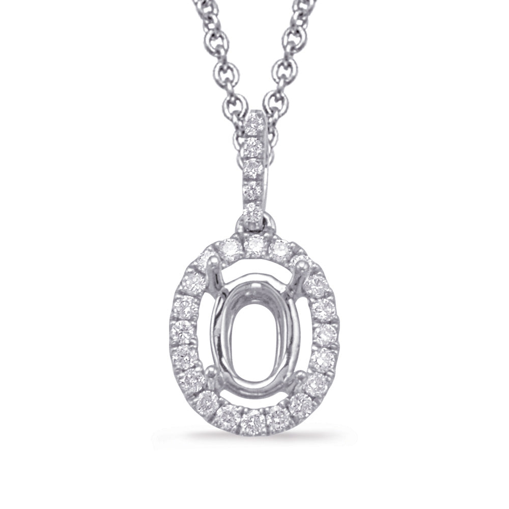 This Pendant is available in 14K White Gold. There are a total of 23 stones. There are Rounds with a total carat weight of 0.15 set in a Micro Prong setting.