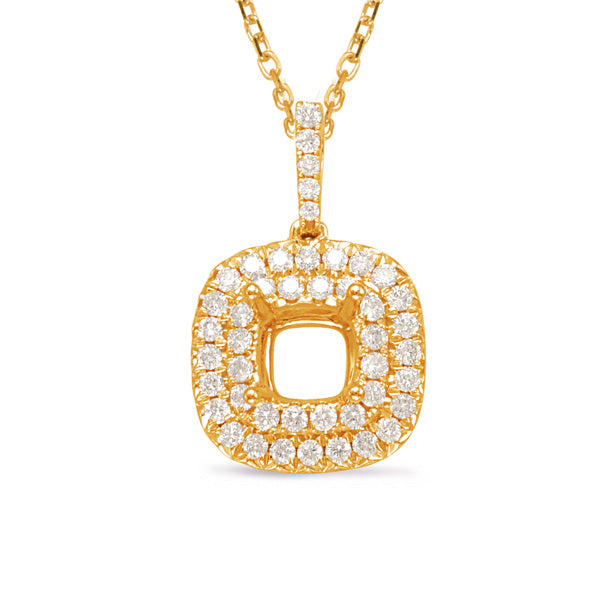 This Pendant is available in 14K Yellow Gold. There are a total of 45 stones. There are Rounds with a total carat weight of 0.56 set in a Micro Prong setting.