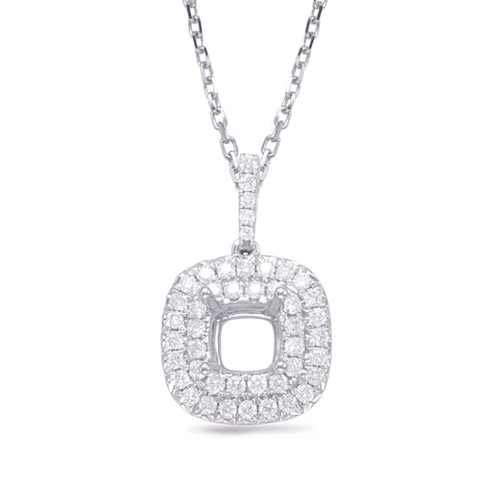 This Pendant is available in 14K White Gold. There are a total of 45 stones. There are Rounds with a total carat weight of 0.86 set in a Micro Prong setting.