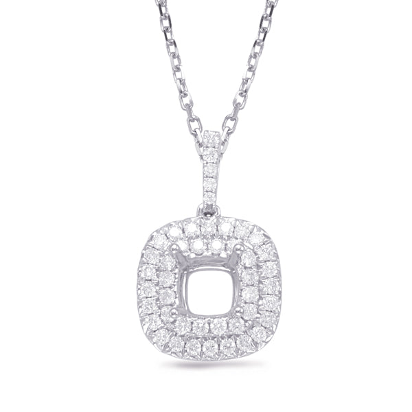 This Pendant is available in 14K White Gold. There are a total of 45 stones. There are Rounds with a total carat weight of 0.86 set in a Micro Prong setting.