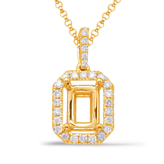 This Pendant is available in 14K Yellow Gold. There are a total of 29 stones. There are Rounds with a total carat weight of 0.21 set in a Micro Prong setting.