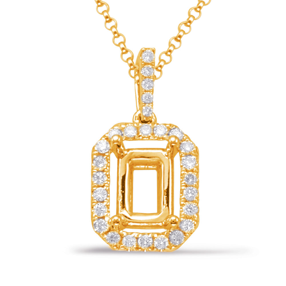 This Pendant is available in 14K Yellow Gold. There are a total of 29 stones. There are Rounds with a total carat weight of 0.21 set in a Micro Prong setting.