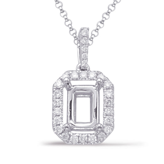This Pendant is available in 14K White Gold. There are a total of 33 stones. There are Rounds with a total carat weight of 0.23 set in a Micro Prong setting.