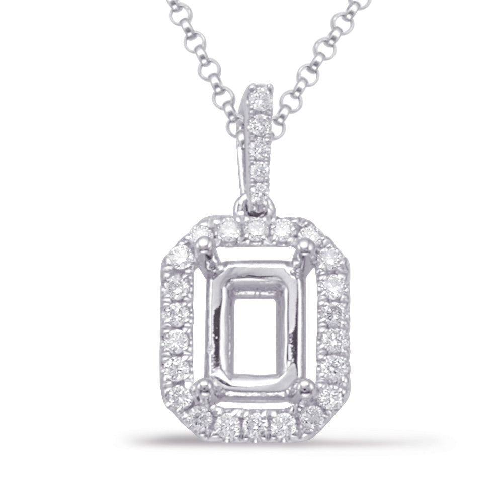 This Pendant is available in 14K White Gold. There are a total of 33 stones. There are Rounds with a total carat weight of 0.23 set in a Micro Prong setting.