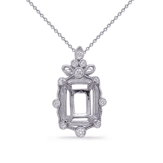 This Pendant is available in 14K White Gold. There are a total of 11 stones. There are Rounds with a total carat weight of 0.2 set in a Bezel Set|Prong Set setting.