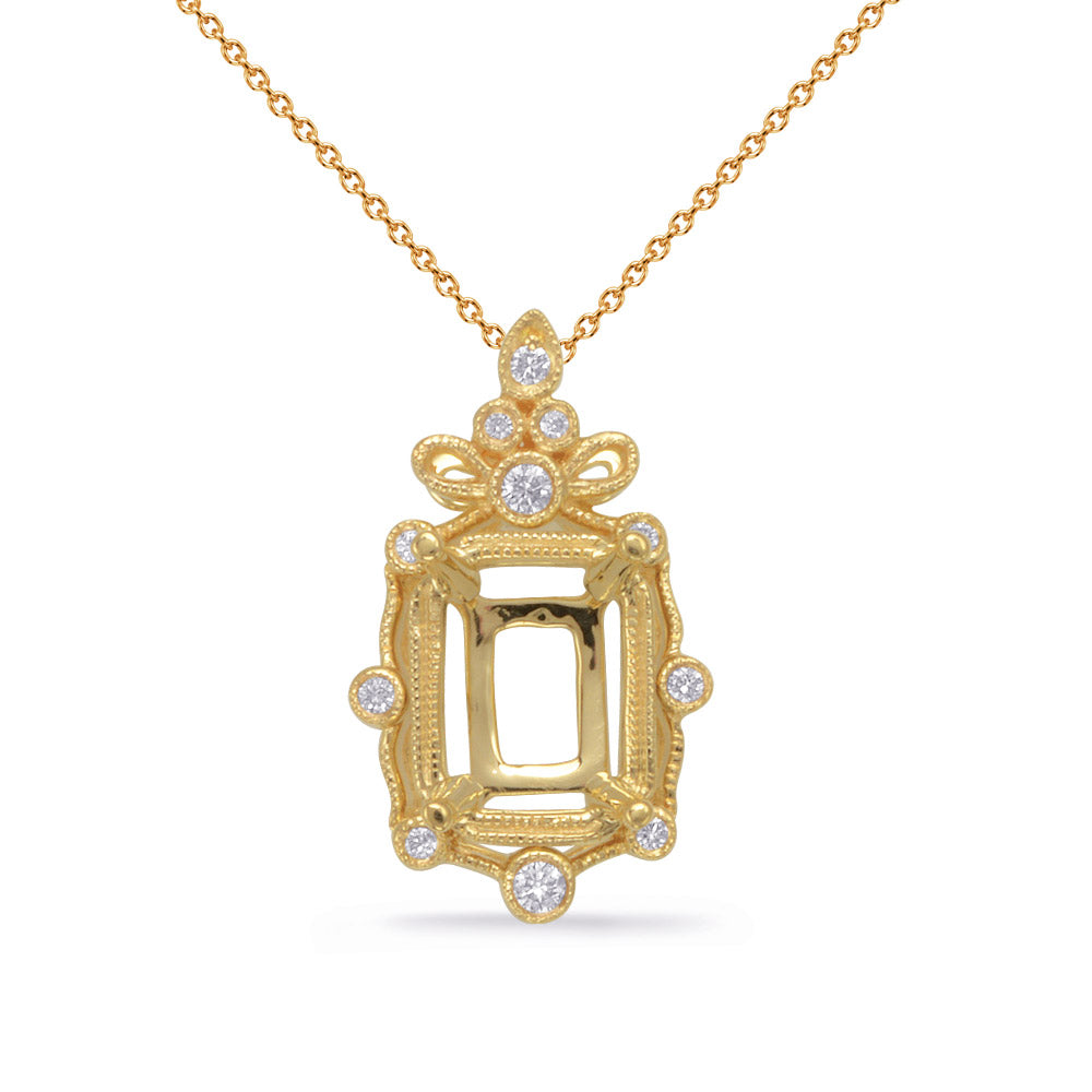 This Pendant is available in 14K Yellow Gold. There are a total of 11 stones. There are Rounds with a total carat weight of 0.2 set in a Bezel Set|Prong Set setting.