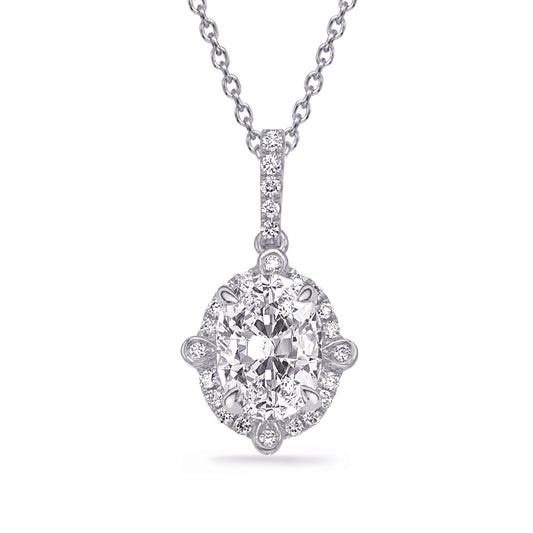 This Pendant is available in 14K White Gold. There are a total of 25 stones. There are Rounds with a total carat weight of 0.16 set in a Micro Prong setting.