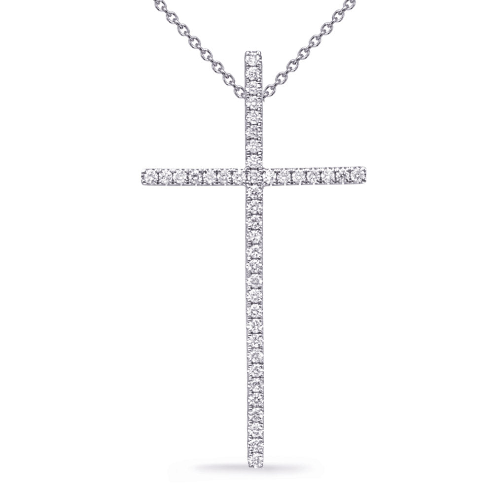 This Pendant is available in 14K White Gold. There are a total of 42 stones. There are Rounds with a total carat weight of 0.3 set in a Micro Prong setting.