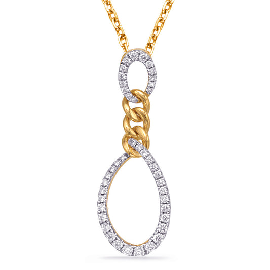 This Pendant is available in 14K Yellow Gold. There are a total of 44 stones. There are Rounds with a total carat weight of 0.31 set in a Micro Prong|Prong Set setting.