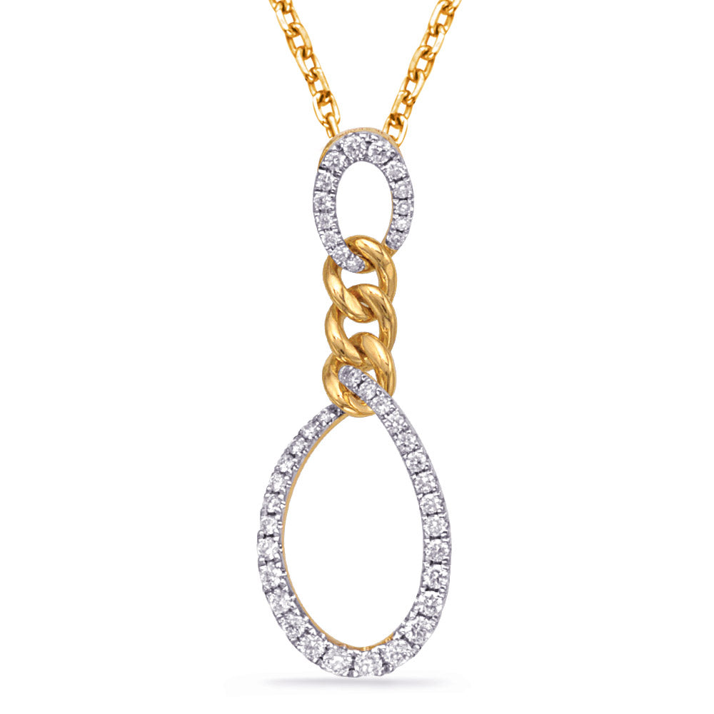 This Pendant is available in 14K Yellow Gold. There are a total of 44 stones. There are Rounds with a total carat weight of 0.31 set in a Micro Prong|Prong Set setting.