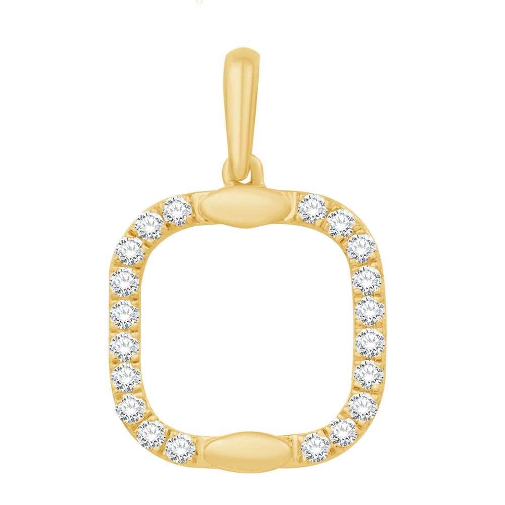 This Pendant is available in 14K Yellow Gold. There are a total of 20 stones. There are Rounds with a total carat weight of 0.35 set in a Prong Set setting.