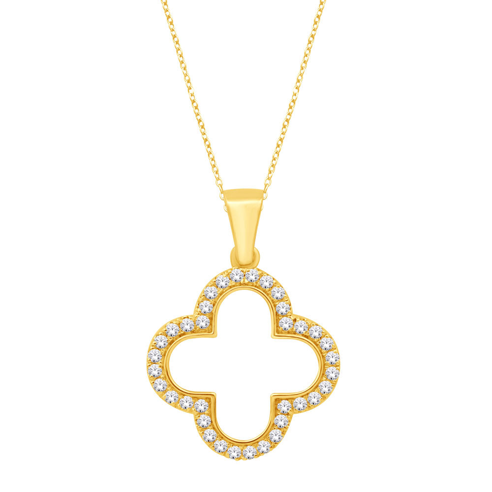 This Pendant is available in 14K Yellow Gold. There are a total of 36 stones. There are Rounds with a total carat weight of 0.21 set in a Micro Prong setting.