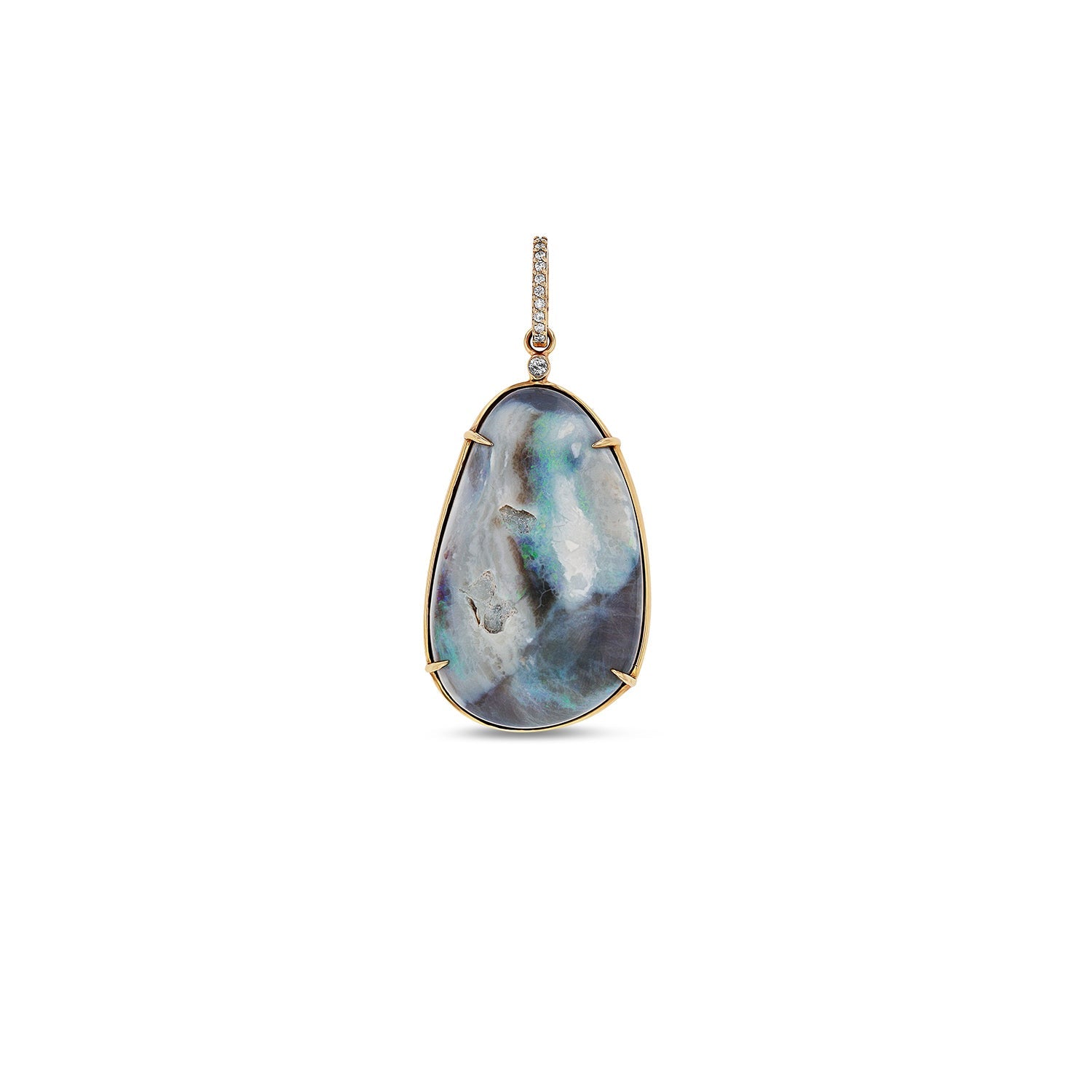 14k Australian Opal Freeform Ocean Pendant - One of a Kind