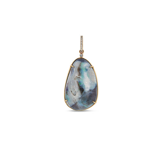 14k Australian Opal Freeform Ocean Pendant - One of a Kind
