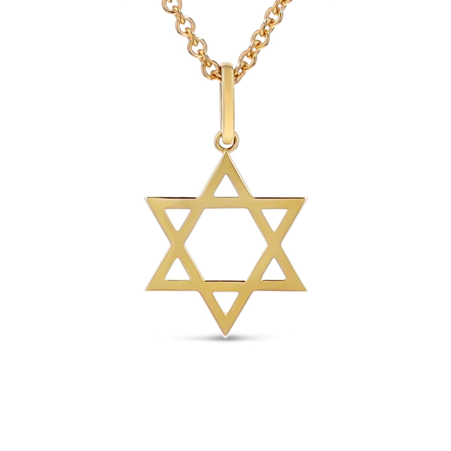 14k Gold 28mm Star of David Pendant Only or on Cable Chain
