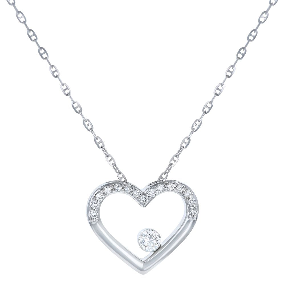14K White Gold MIRAGIO Heart Shape Diamond Pendant
