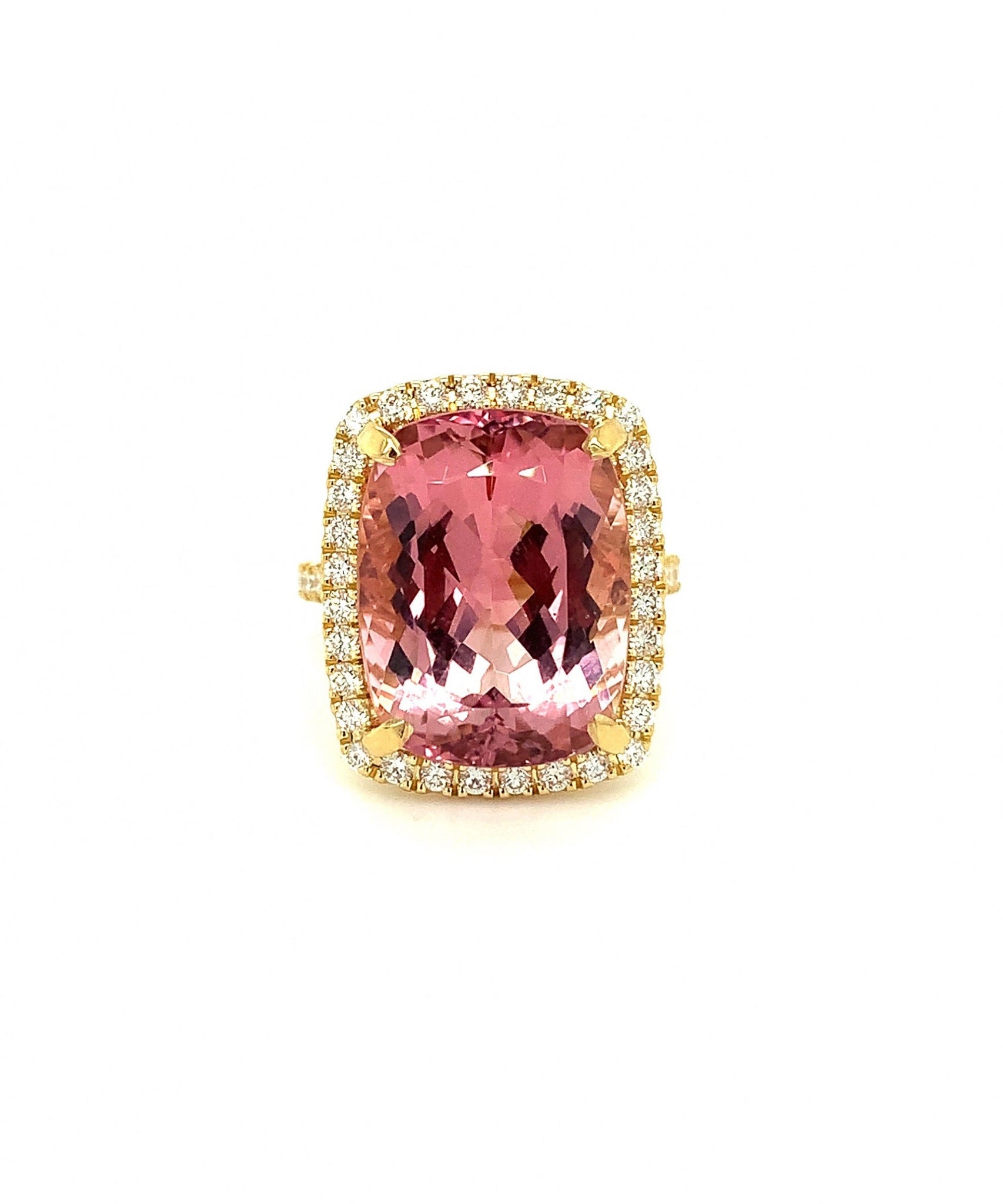 Pink Tourmaline Cushion Ring with Diamonds 64-JSA
