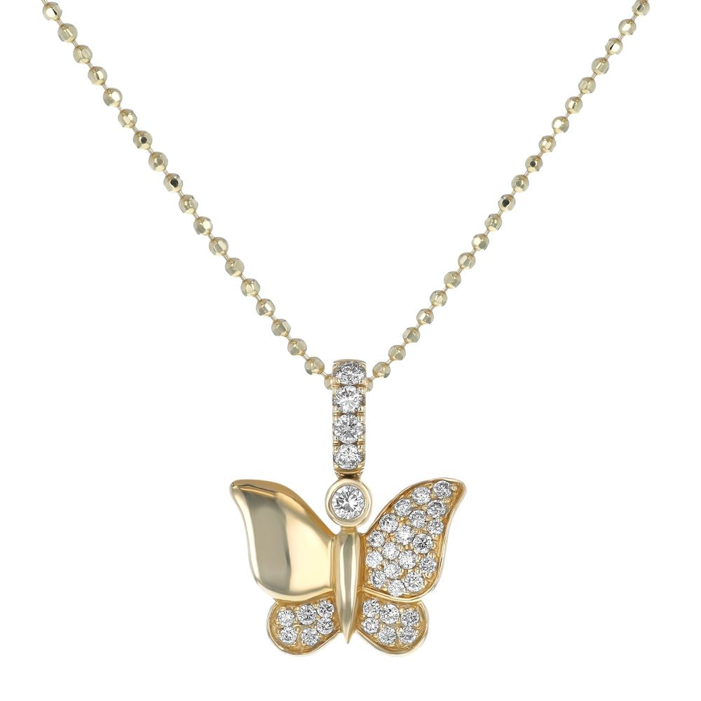 14K Yellow Gold 0.27 carat Diamonds Butterfly Pendant
