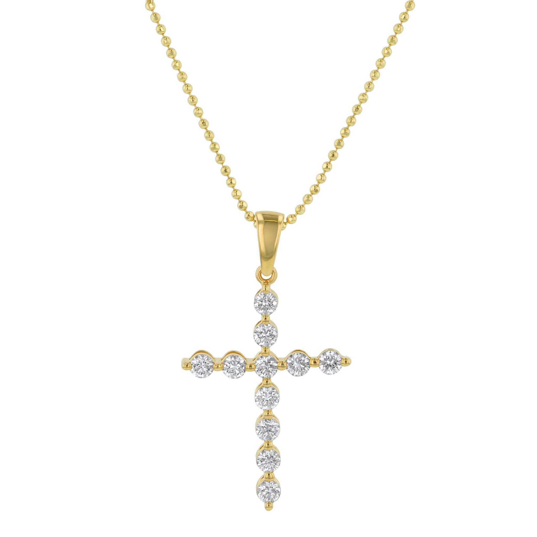 14K Yellow Gold 0.50 carat Diamonds Shared Prongs Cross Pendant