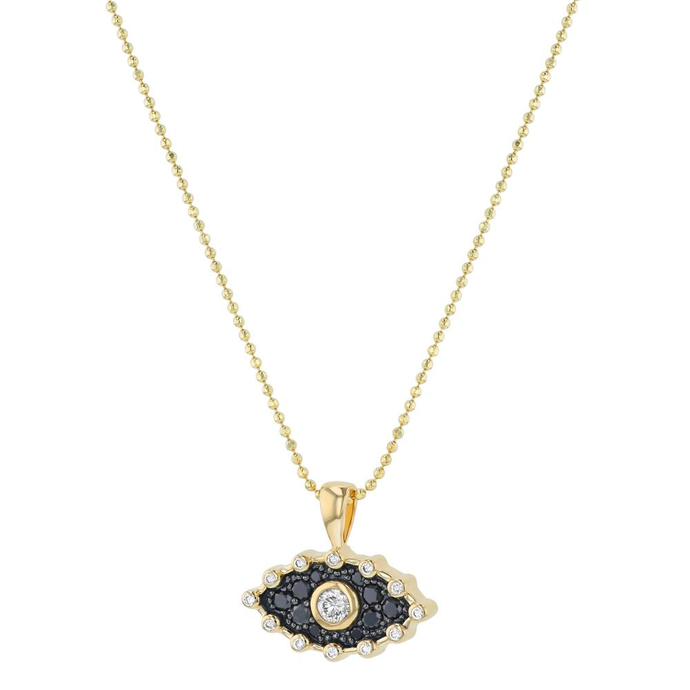14K Yellow Gold 0.40 carat Black and White Diamonds EVIL EYE Necklace