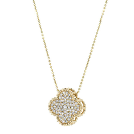 14K Yellow Gold 0.45 carat Diamonds Clover Pendant
