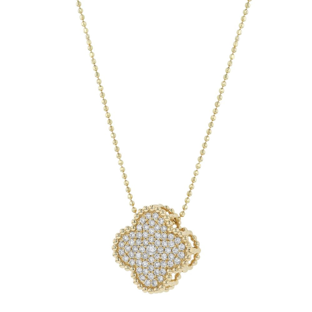 14K Yellow Gold 0.45 carat Diamonds Clover Pendant