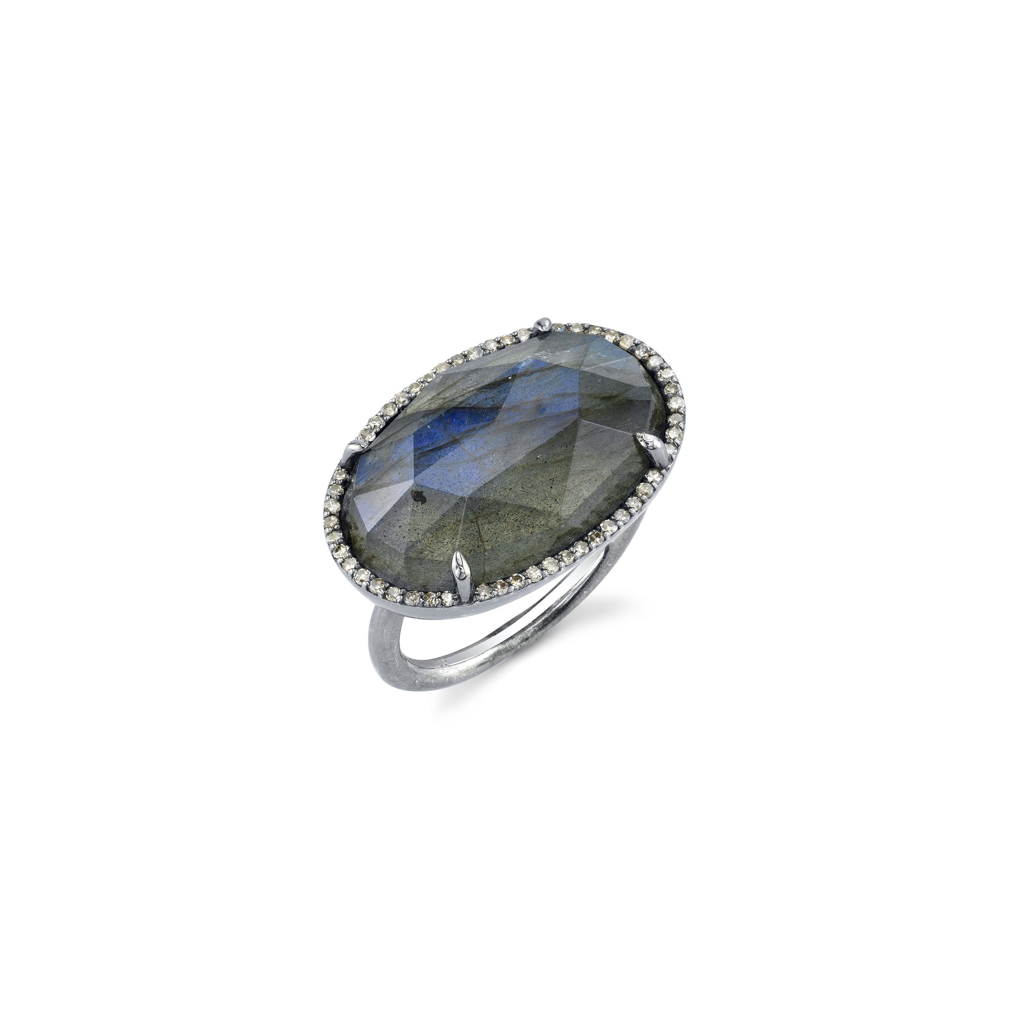 Labradorite Diamond Halo East West Ring R0019 - TBird