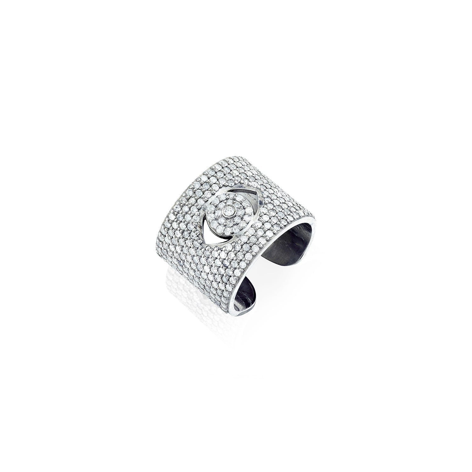 Diamond Evil Eye Wide Cuff Ring R0069 - TBird
