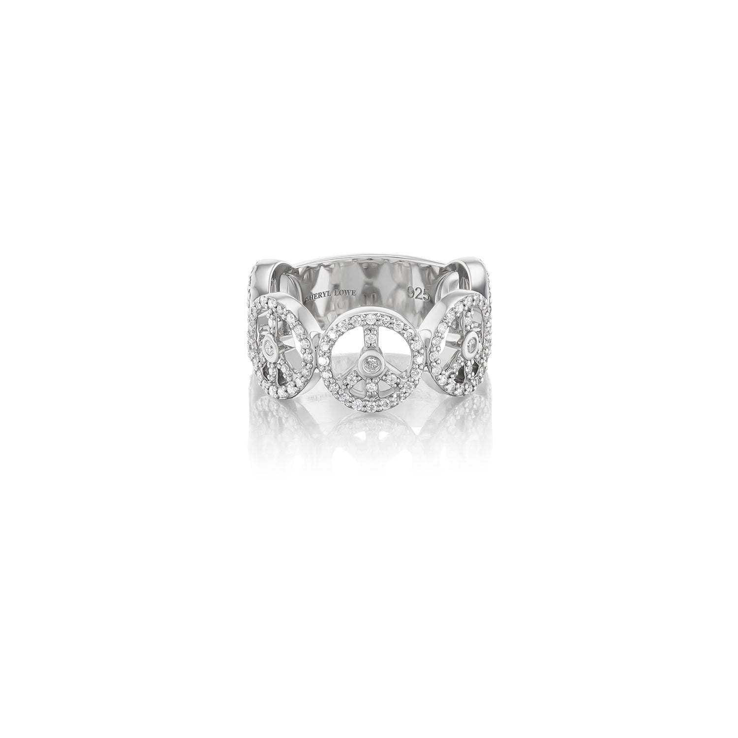 Diamond Peace Sign Band Ring