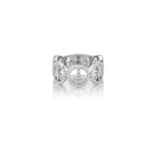 Diamond Peace Sign Band Ring
