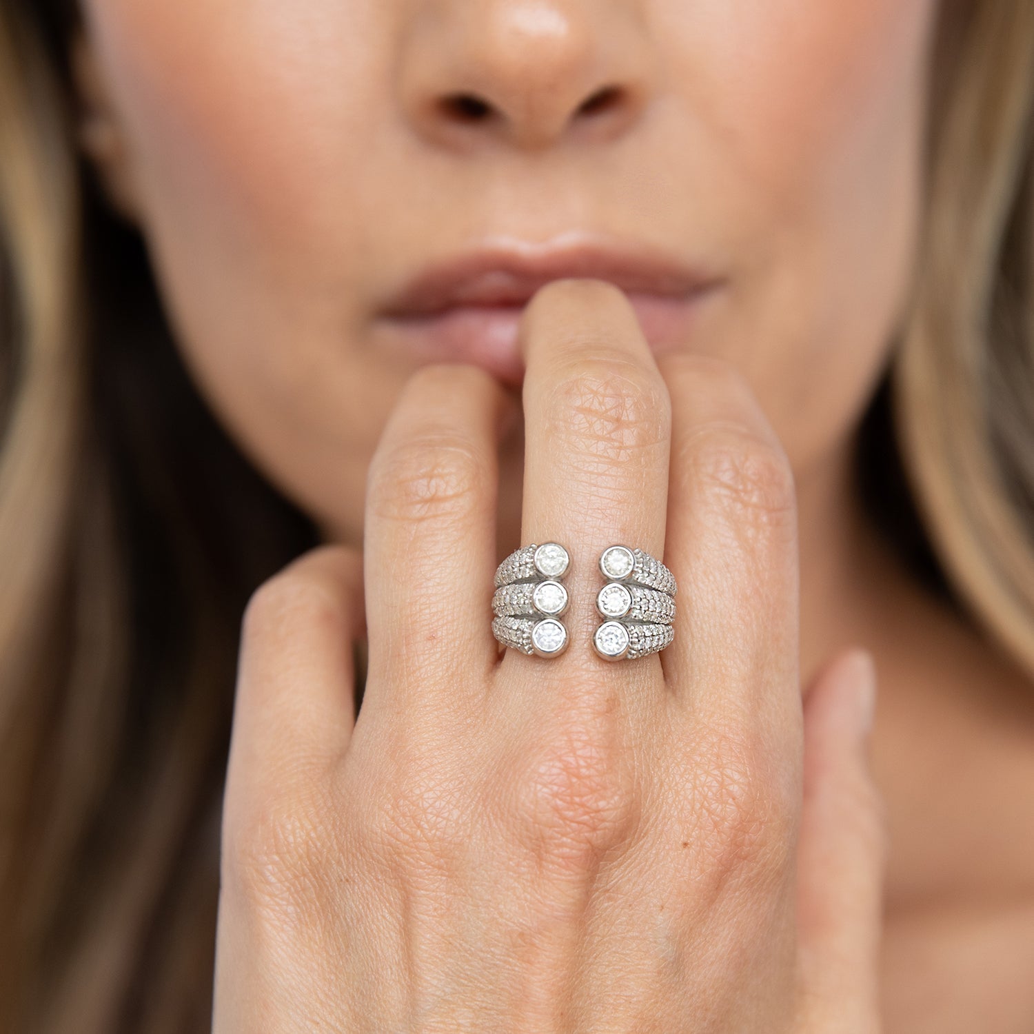 Open 6 Diamond Bezel Ring