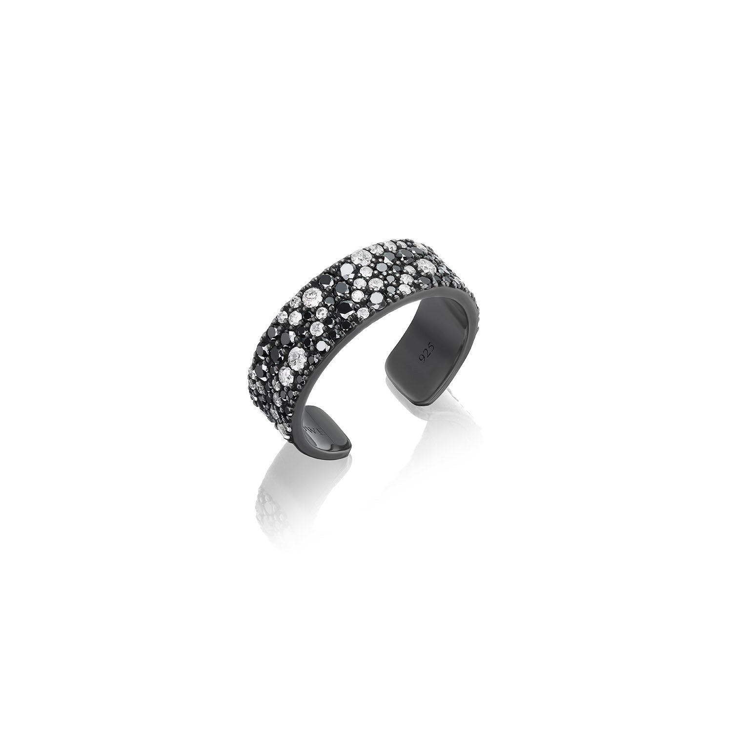 Black and White Cobblestone Diamond Mini Cuff Ring