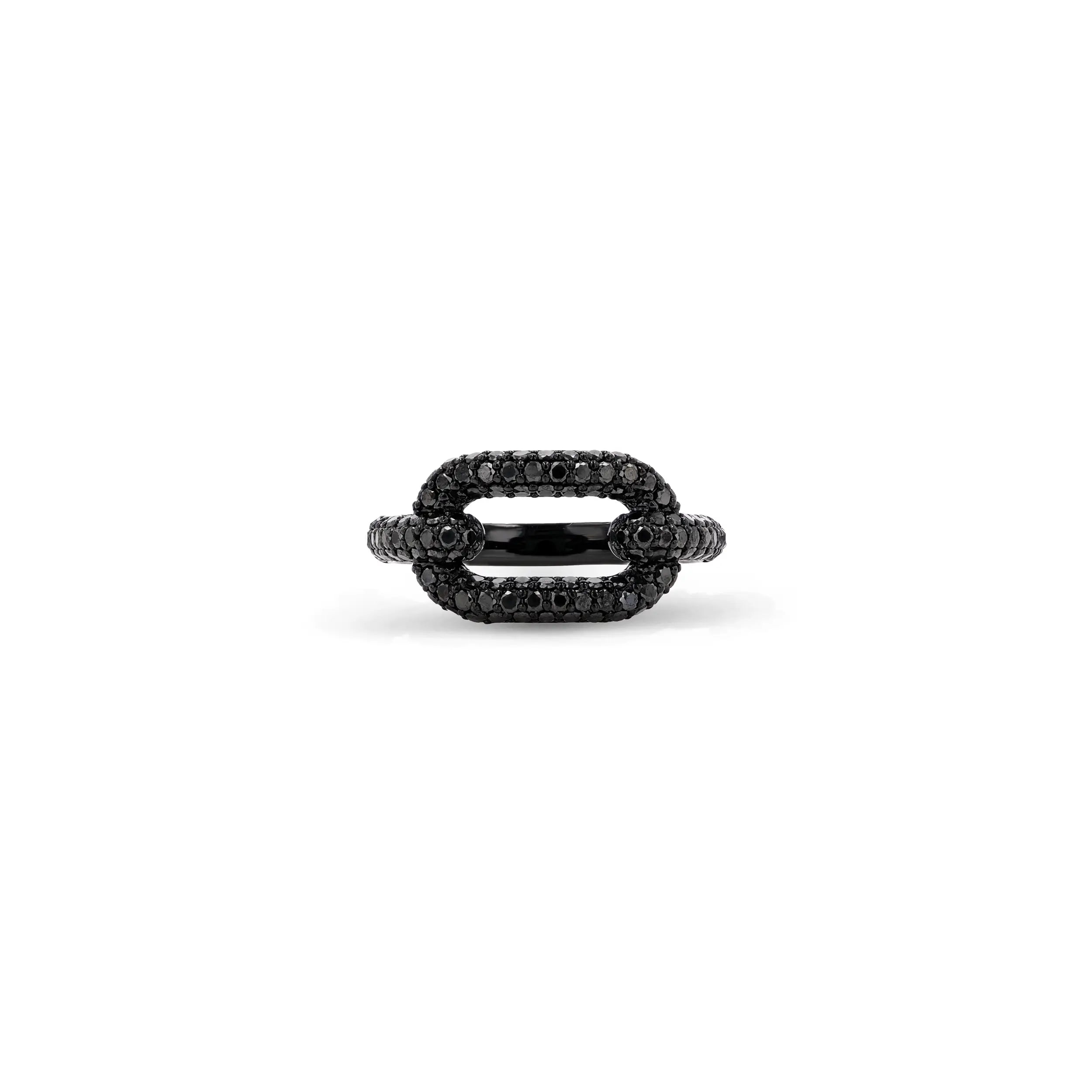 Curved Black Diamond Paperclip Ring