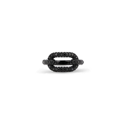 Curved Black Diamond Paperclip Ring