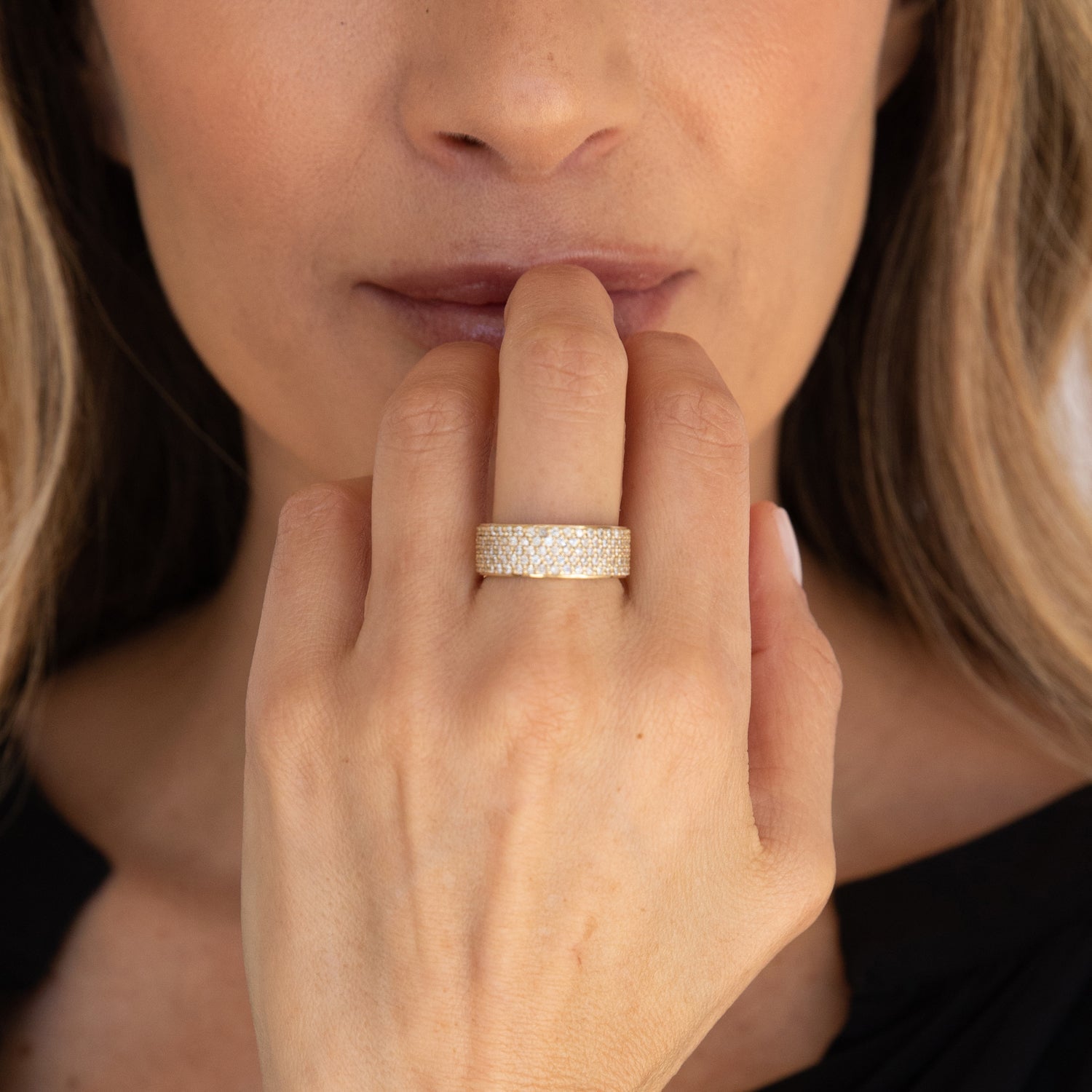14k Gold Mini Diamond Cuff Ring