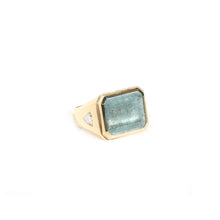 14k Aquamarine and Diamond Signet Ring with Hidden Evil Eye RG132-8 - TBird