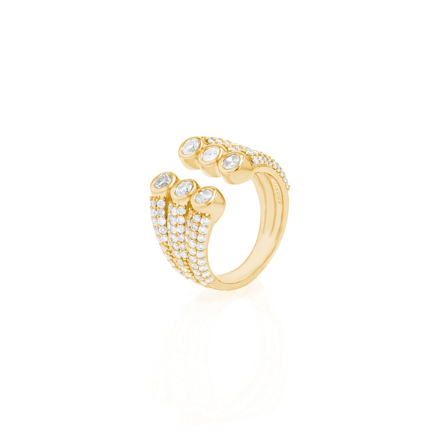 14k Open 6 Diamond Bezel Ring
