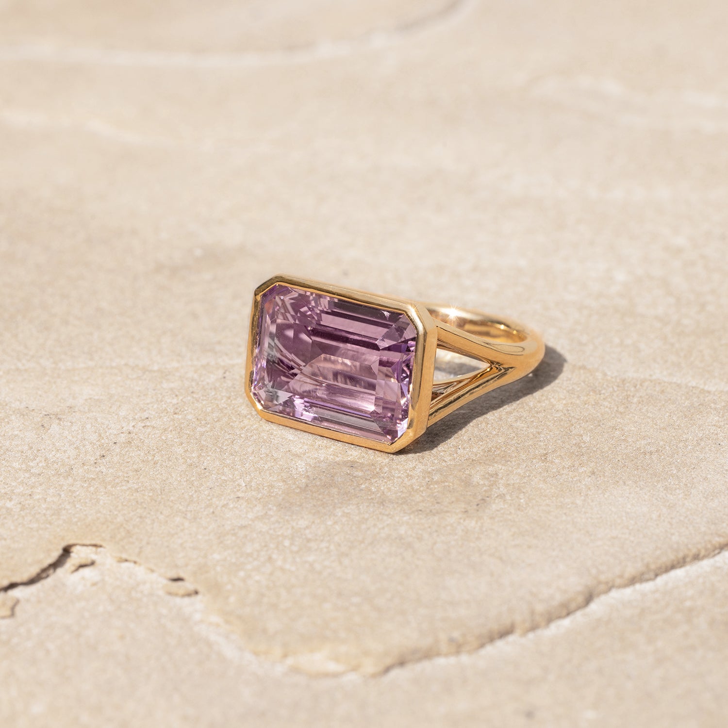 The Joni 14k Gold Emerald Cut Ring - Amethyst
