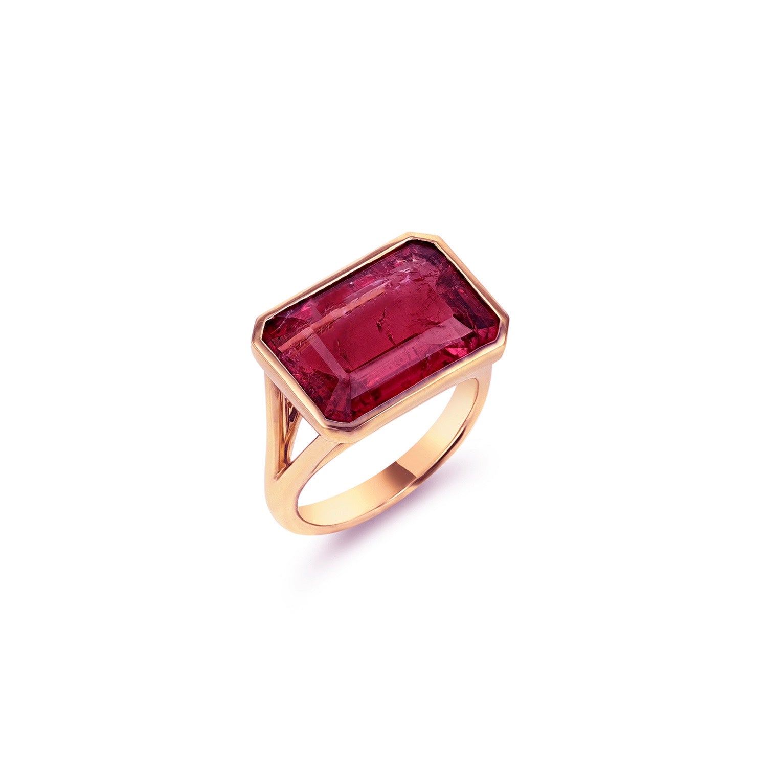 The Joni 14k Gold Emerald Cut Ring - Pink Tourmaline - One of a Kind