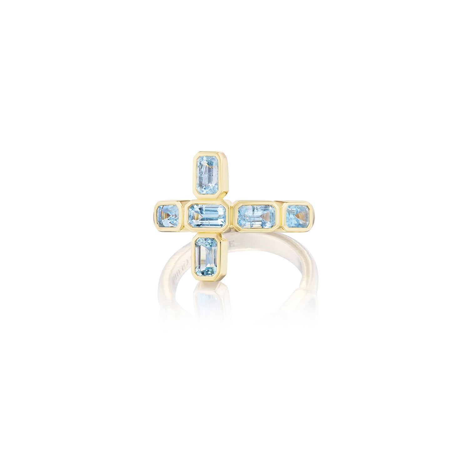 14k Aquamarine Cross Ring
