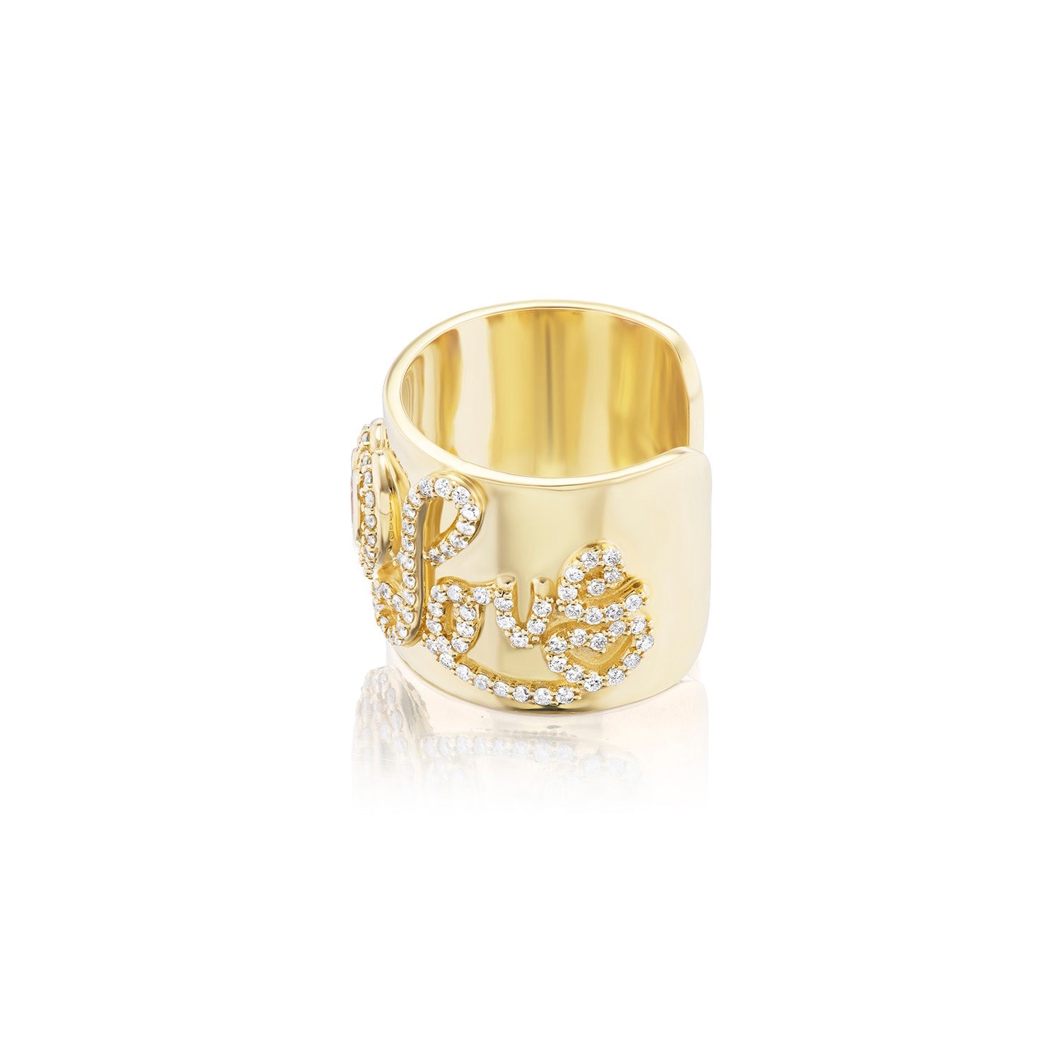 14k Heartstring LOVE Ring with Tourmaline Heart and Diamonds