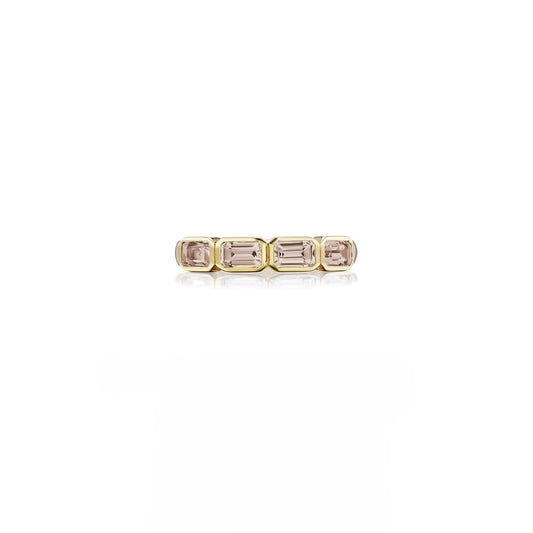 14k Pink Tourmaline Emerald Cut Stacking Band Ring