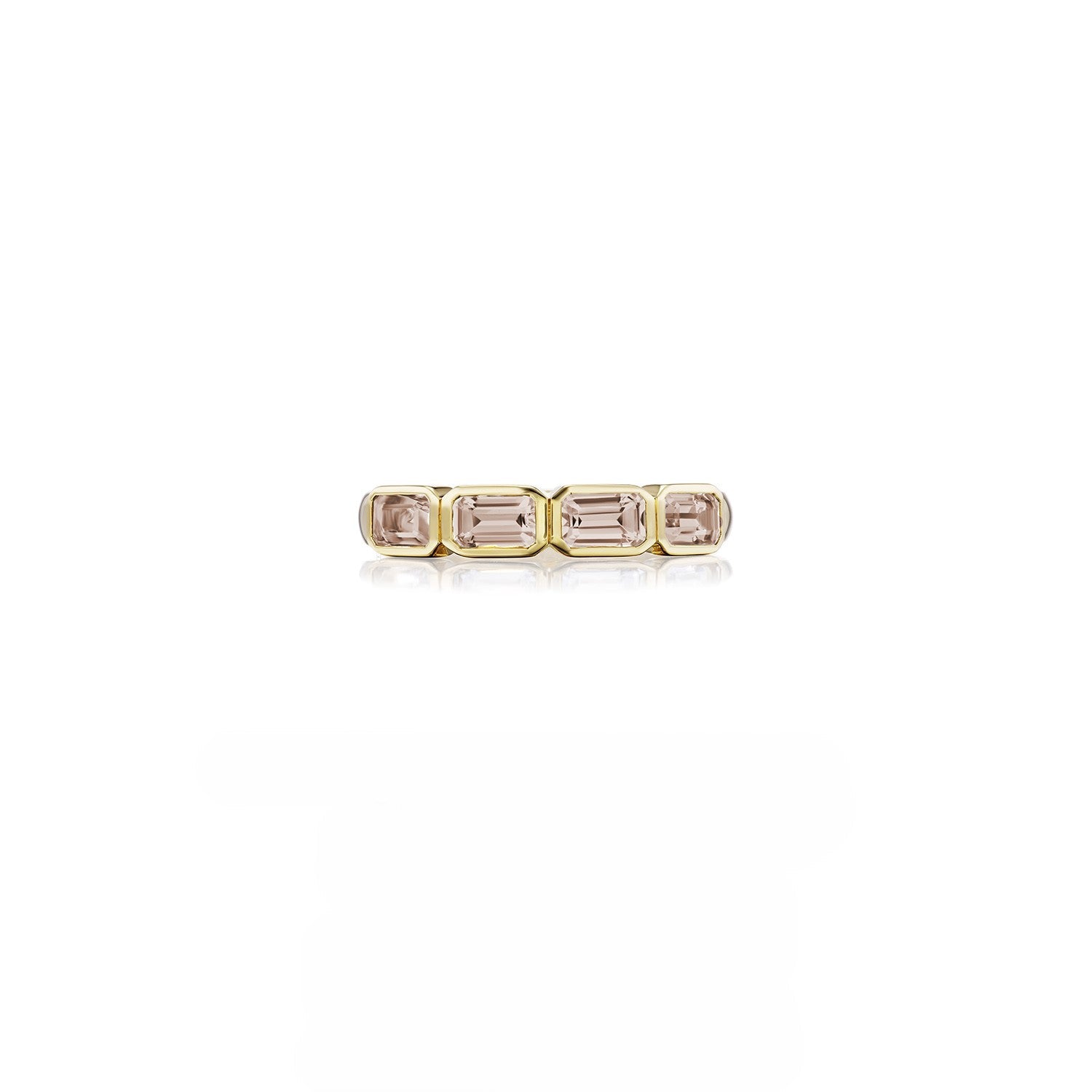 14k Pink Tourmaline Emerald Cut Stacking Band Ring