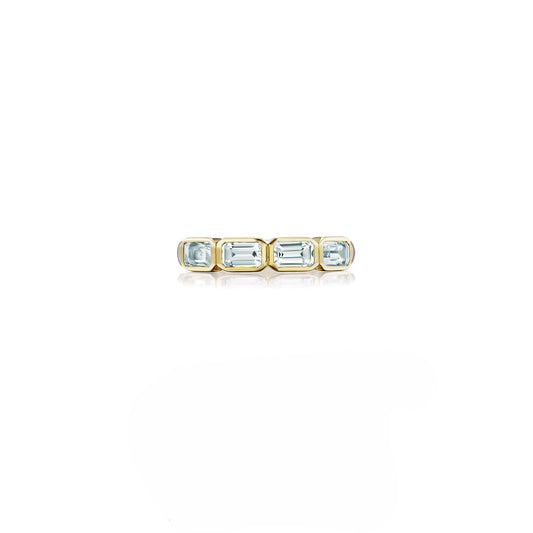 14k Aquamarine Emerald Cut Stacking Band Ring
