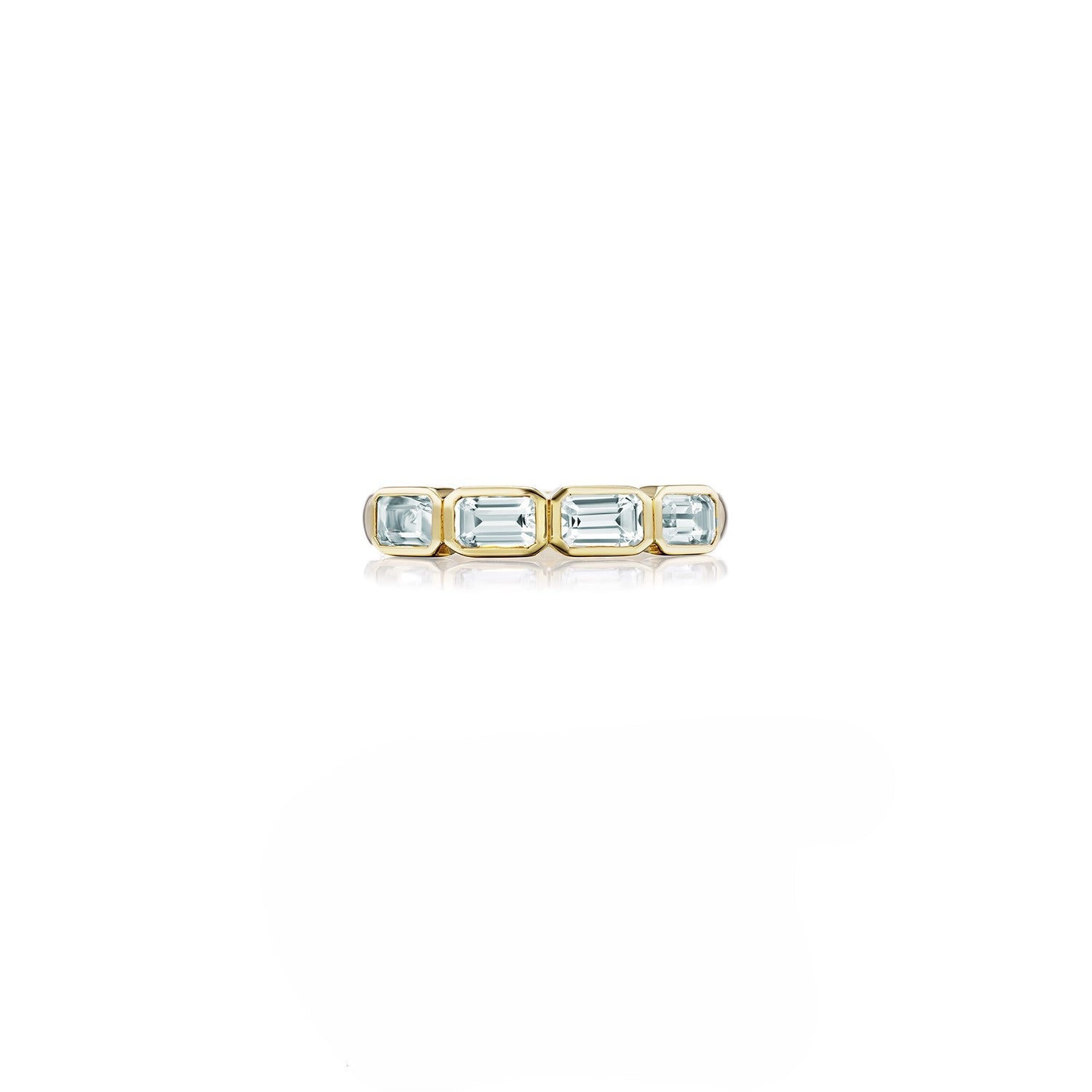 14k Aquamarine Emerald Cut Stacking Band Ring