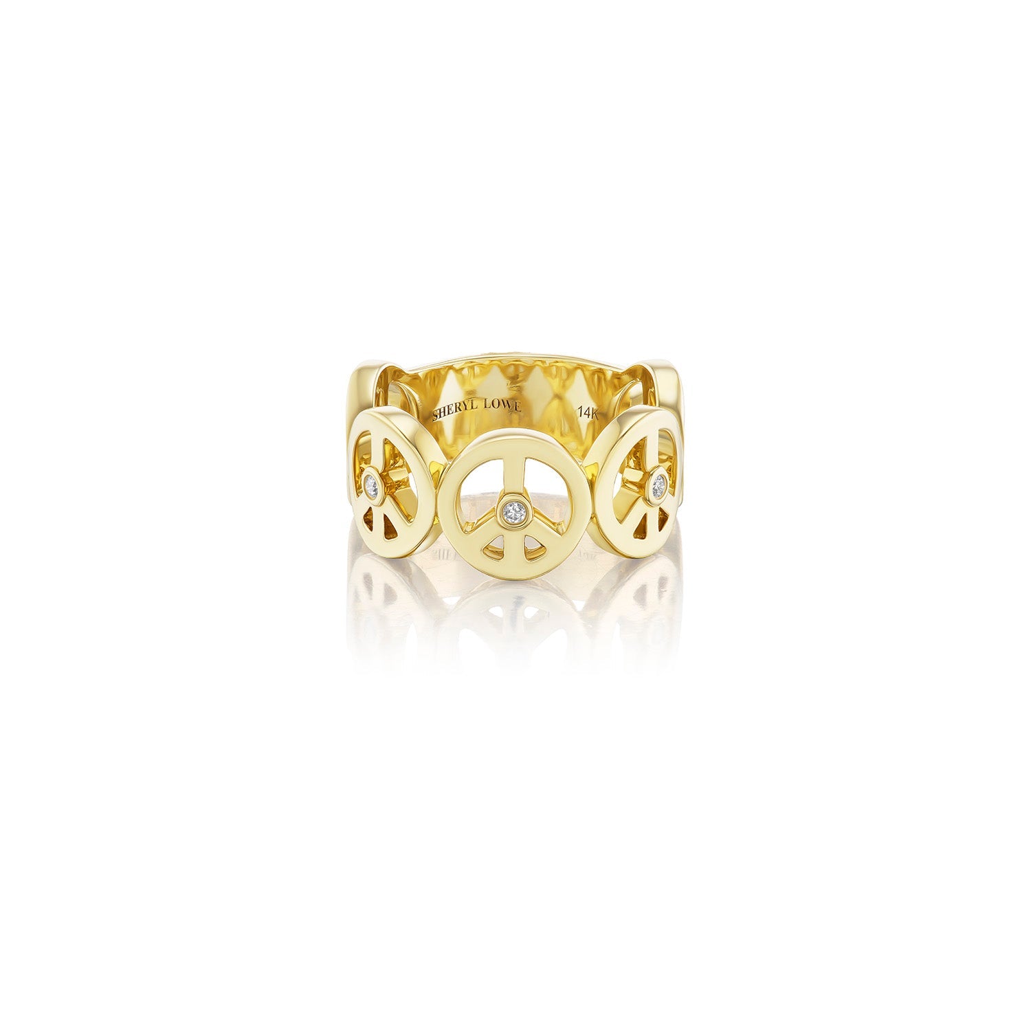 14k Peace Sign Band Ring