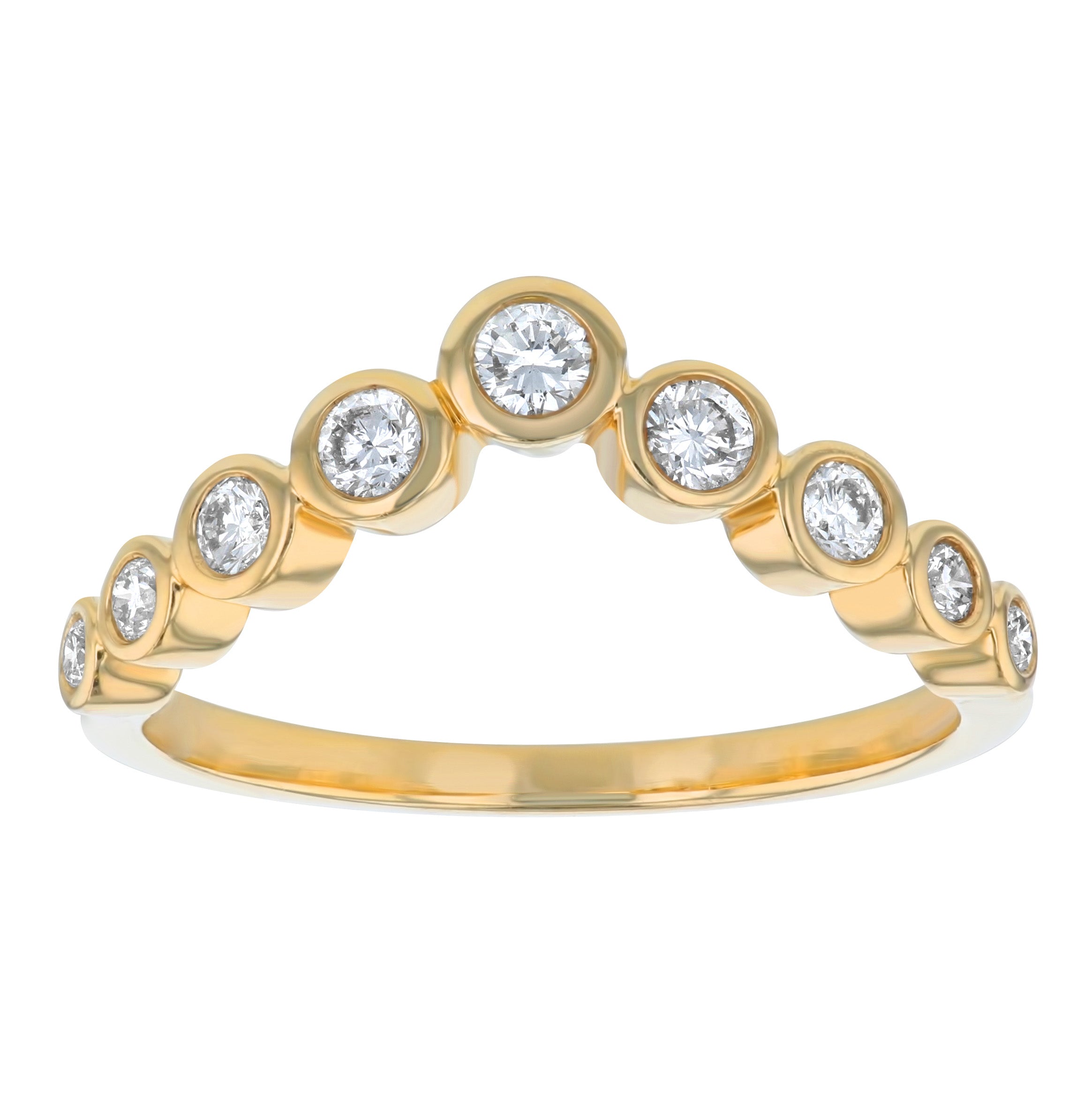 14K Yellow Gold 0.35 carat Round Diamonds Crown Ring